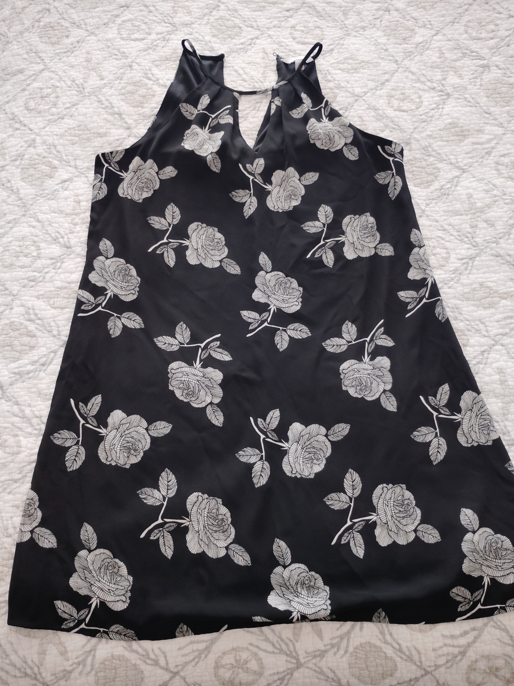 Candie's Black Dress with White Floral Trim